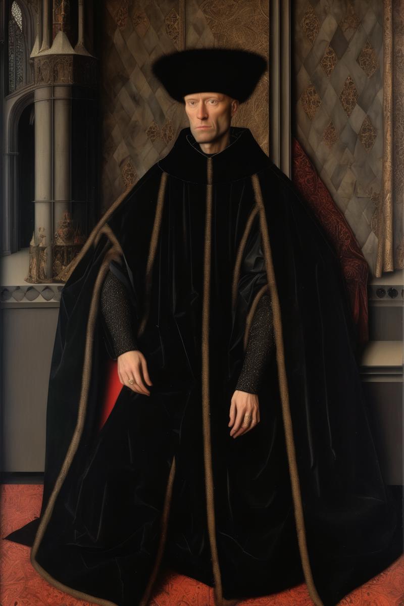 00441-1837408373-_lora_Jan van Eyck Style_1_Jan van Eyck Style - portrait of a royal man in the black robes, sitting in the castle painted.png